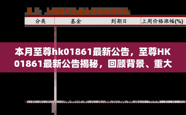 至尊HK01861最新公告揭秘,背景、重大事件与领域地位的回顾与展望