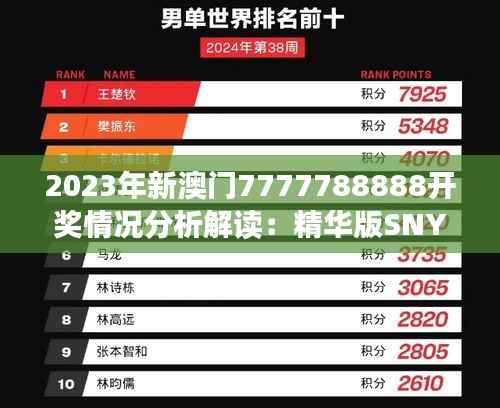 2023年新澳门7777788888开奖情况分析解读:精华版SNY735.93