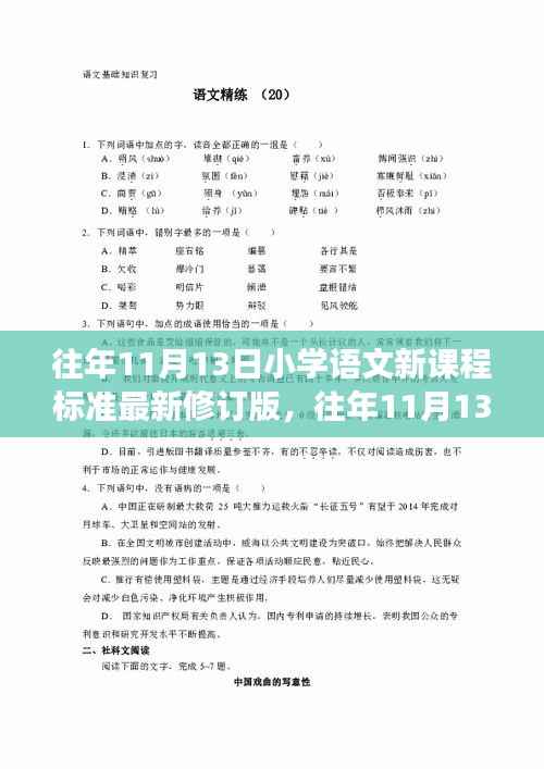 往年11月13日小学语文新课程标准最新修订版解读及深度探讨